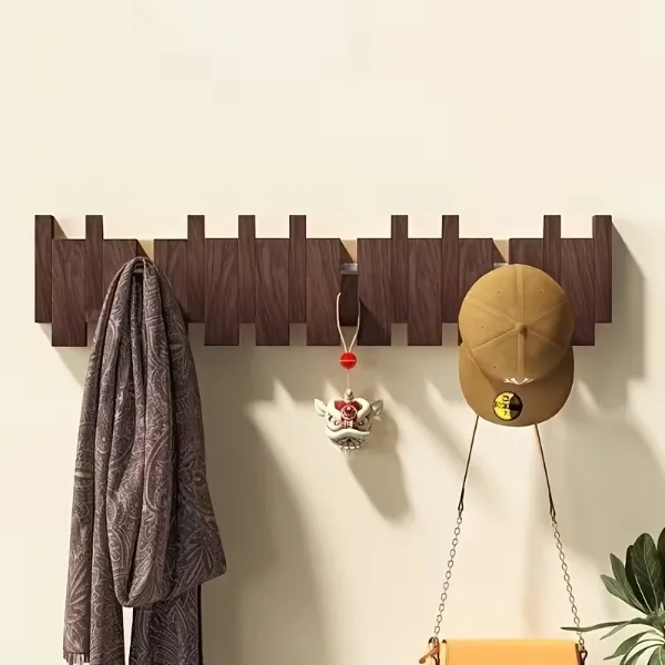 4 شماعة خشب طبيعي 6 هوك